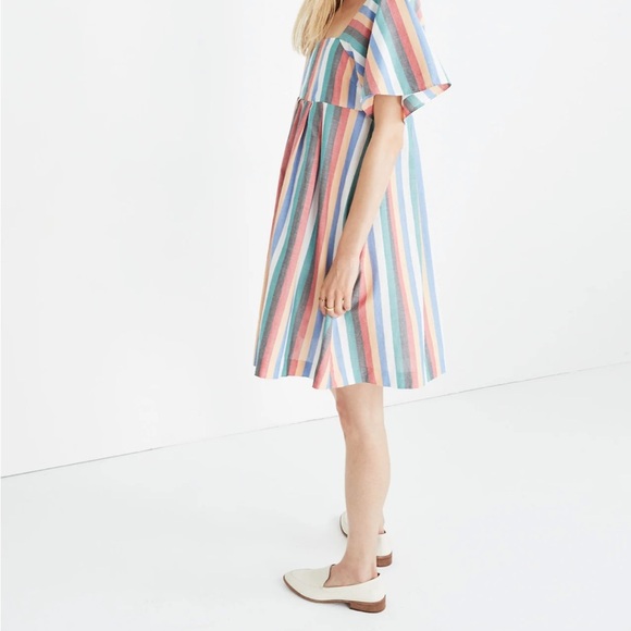 Madewell Square-Neck Mini Dress in Festival Stripe - Picture 2 of 7